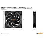 be quiet! Light Wings PWM High Speed Addressable RGB Fan, 120mm, 2500RPM, 4-Pin PWM Fan & 3-Pin ARGB Connectors, Black Frame, Black Blades, ARGB Lighting on Front & Rear - Image 6