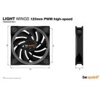 be quiet! Light Wings PWM High Speed Addressable RGB Fan Pack, 120mm, 2500RPM, 4-Pin PWM Fan & 3-Pin ARGB Connectors, Black Frame, Black Blades, ARGB Lighting on Front & Rear, Addressable RGB Hub Included - Image 7