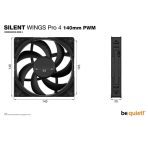 be quiet! Silent Wings Pro 4 PWM Black Fan, 140mm, 2400RPM, 4-Pin PWM Fan Connector, Black Frame, Black Blades, Optimized Fan Blades for the Highest Performance for Radiators & Heat Sinks, 3 Mounting Options, 3 Speed Switch - Image 6