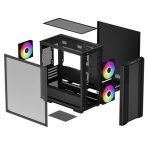 DeepCool CC360 ARGB, Black, Mini Tower Chassis w/ Tempered Glass Window, 3x 120mm ARGB Fans, USB 3.0, mATX/mITX - Image 6
