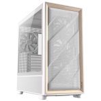 Antec FLUX Mid Tower PC Case - Tempered Glass, White/Wood, 5 PWM Fans, USB-C, E-ATX/ATX/mATX/ITX Compatibility - Image 2