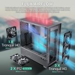 Antec Flux PRO Full Tower PC Case with Tempered Glass, Black/Wood, 6 Pre-Installed Fans, USB Type-C, E-ATX/ATX/mATX/mITX Compatibility - Image 5
