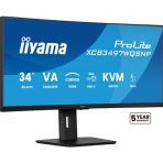 iiyama ProLite Curved Monitor XCB3497WQSNP-B1 34" VA Ultra-Wide Screen with KVM Switch, LAN, USB-C Dock, 0.4ms, 120Hz, HDMI, DisplayPort, Speakers, Height Adjustment - Image 3