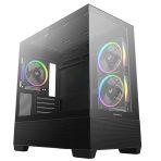 DeepCool CG380 3F Micro-ATX Gaming Case BlackPanoramic Tempered Glass Side Panel, Mesh Airflow Front, 3 Pre-Installed ARGB Fans, USB-C & USB-A Front I/O, Spacious SFF/mATX/ITX Build Support