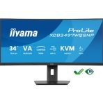 iiyama ProLite Curved Monitor XCB3497WQSNP-B1 34" VA Ultra-Wide Screen with KVM Switch, LAN, USB-C Dock, 0.4ms, 120Hz, HDMI, DisplayPort, Speakers, Height Adjustment