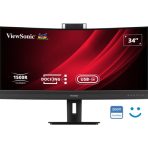 Viewsonic (VG3457CV) 34" UWQHD 21:9 Curved Video Conferencing Docking Monitor with Windows Hello and Zoom Certified Pop-up Webcam and 5W speakers