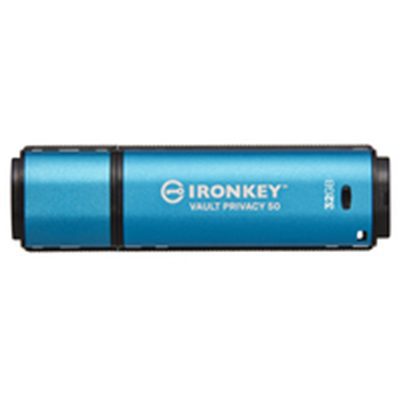 Kingston IronKey Vault Privacy 50 Series IKVP50/32GB Encrypted USB Flash Drive, 32GB, USB-A Connection, FIPS 197 Certified & XTS-AES 256-bit Encrypted USB Drive for Data Protection